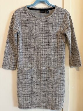 mercer & madison Gray Tweed-Texture Long Sleeve Shift Dress